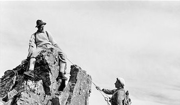 Black and white climbing photo